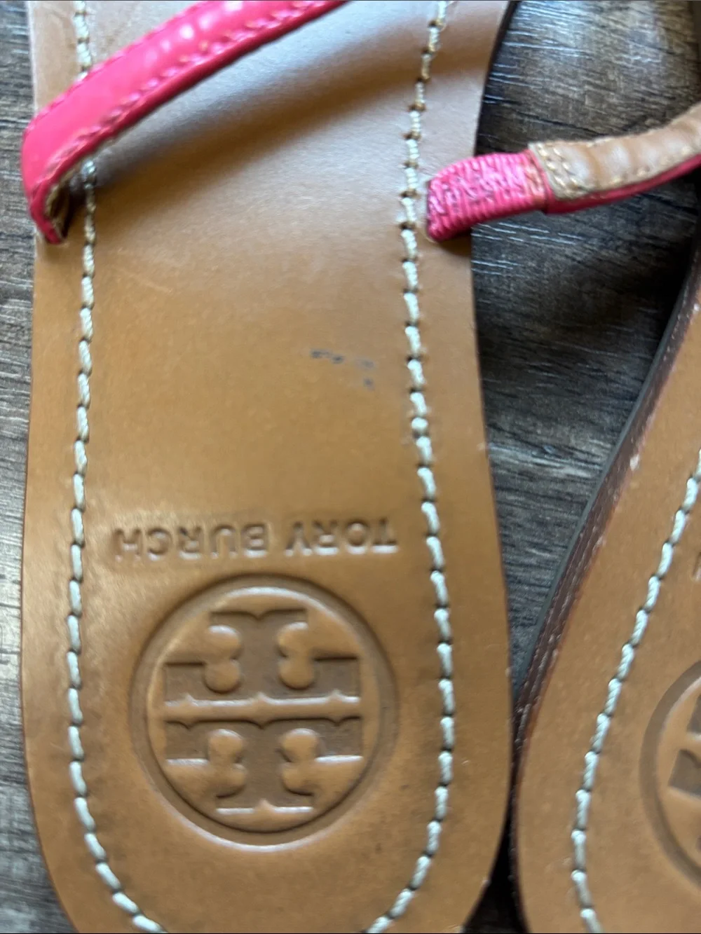 Tory Burch pink patent leather thong sandals